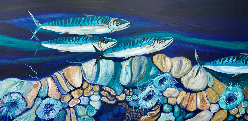 Wild Atlantic Mackerel in Emerald Waters by J P Rooney Irish Art Plus