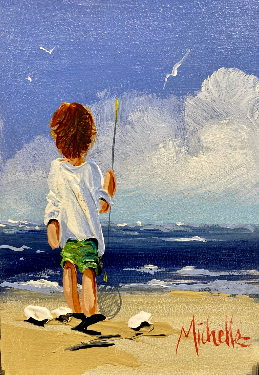 Young Boy With Fishing Net by Michelle Carlin – Irish Art Plus