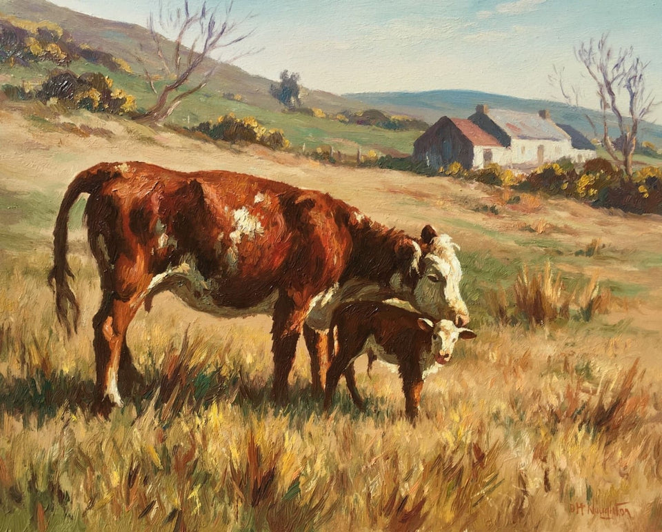 Cow With New Born by Donal McNaughton - Original Artwork
