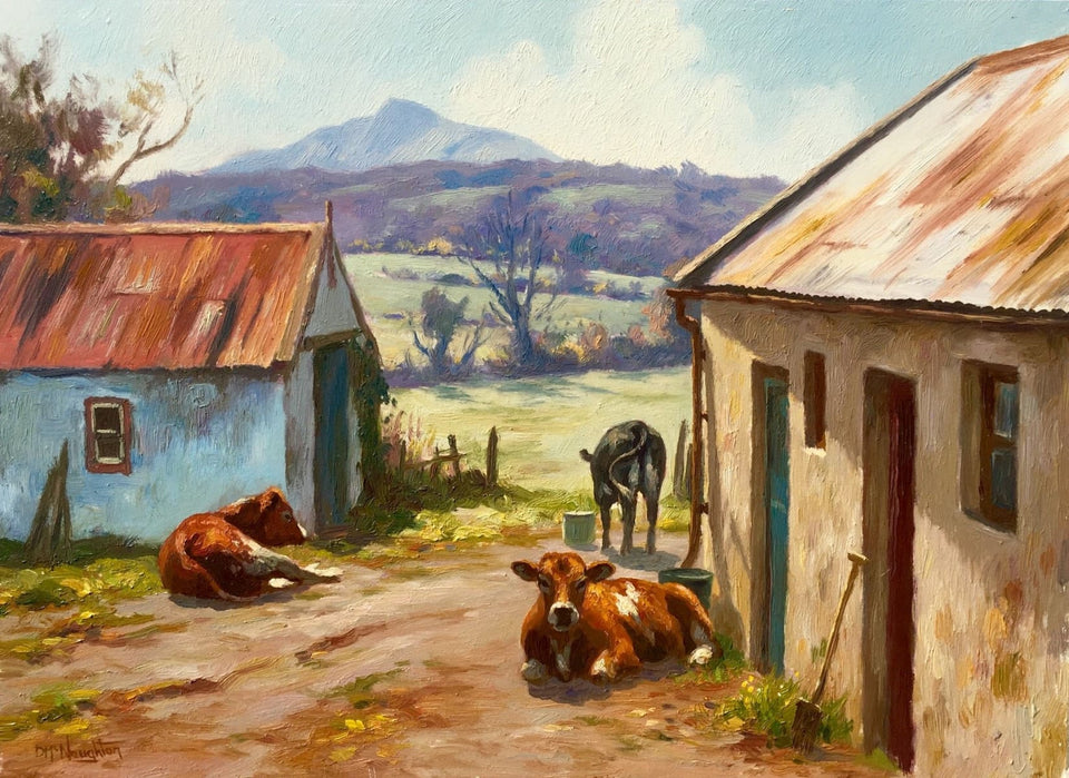 Cows In The Farmyard by Donal McNaughton - Original Artwork