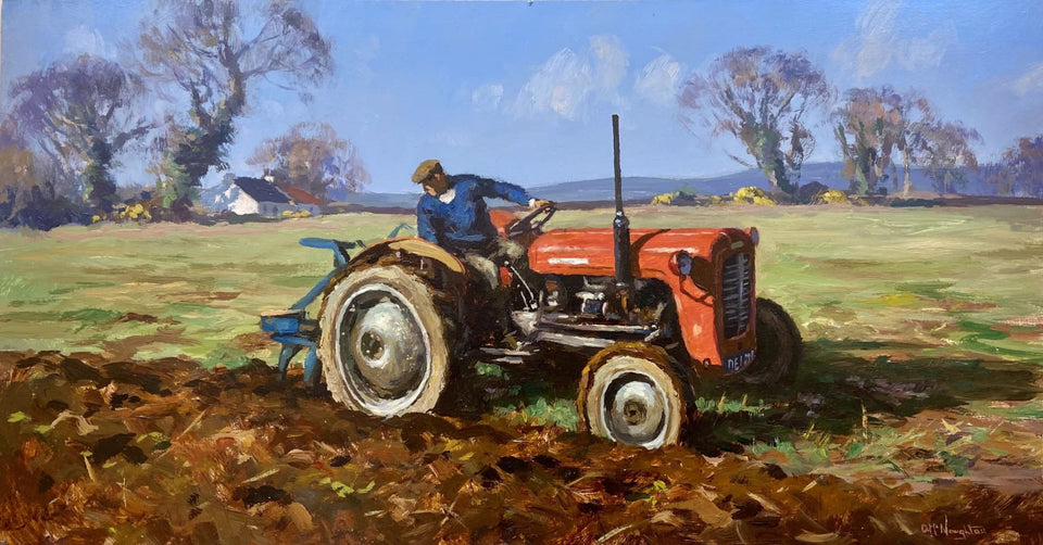 Ploughing With The Wee Massey. Original Artwork
