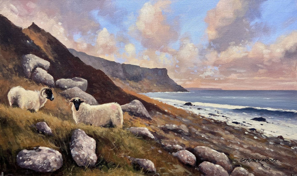 Sheep By Murlough Bay Co.antrim In Autumn Original Artwork