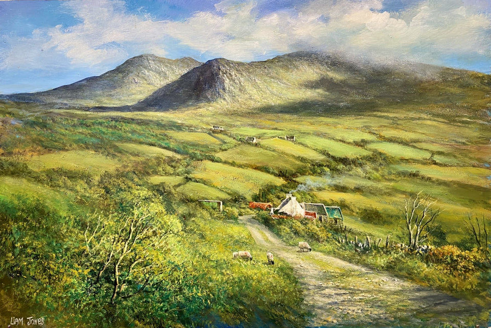 Sheep In The Laneway Mourne Mountains Co.down Original Artwork
