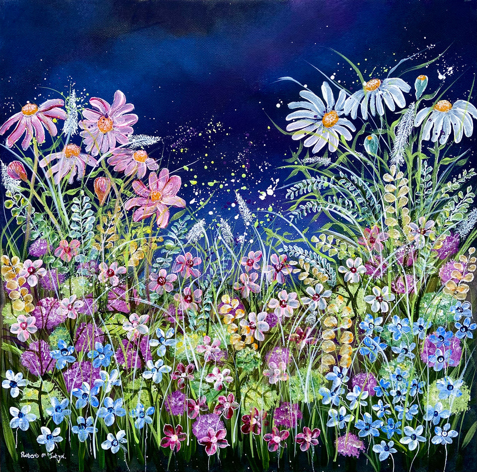 Meadow Flowers by Sunset by Robert McIntyre Irish Artist