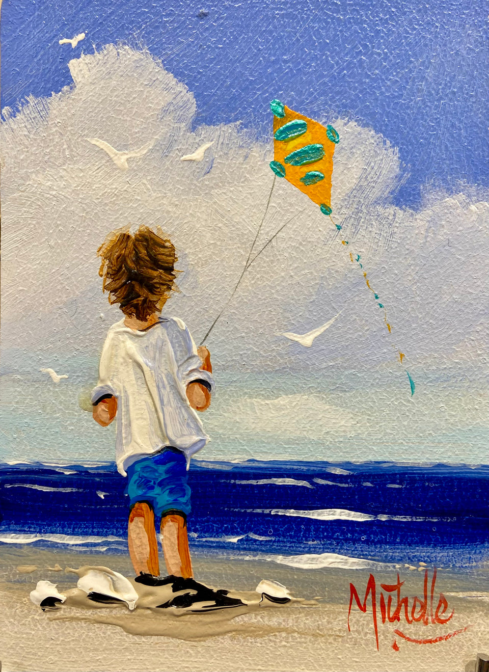 Boy With His Kite By The Seaside