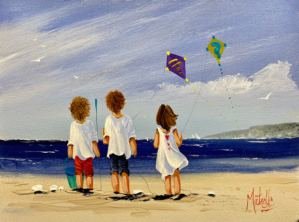 Flying Kites By The Seashore