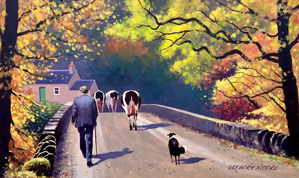 Bringing in The Cows on an Autumn Day