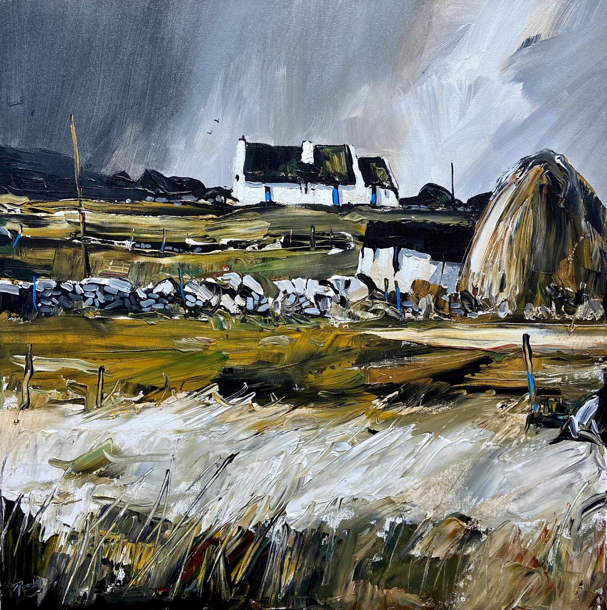 Remote Cottage With Stack by J P Rooney Irish Art Plus