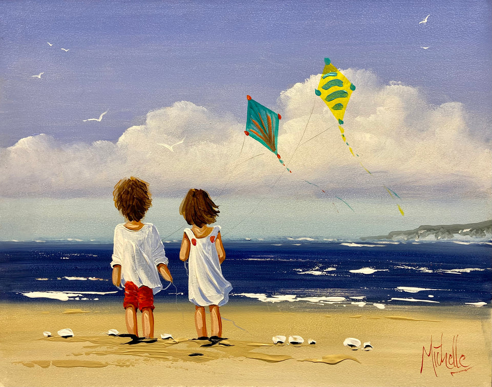 Flying Kites by the White Rocks, Portrush.