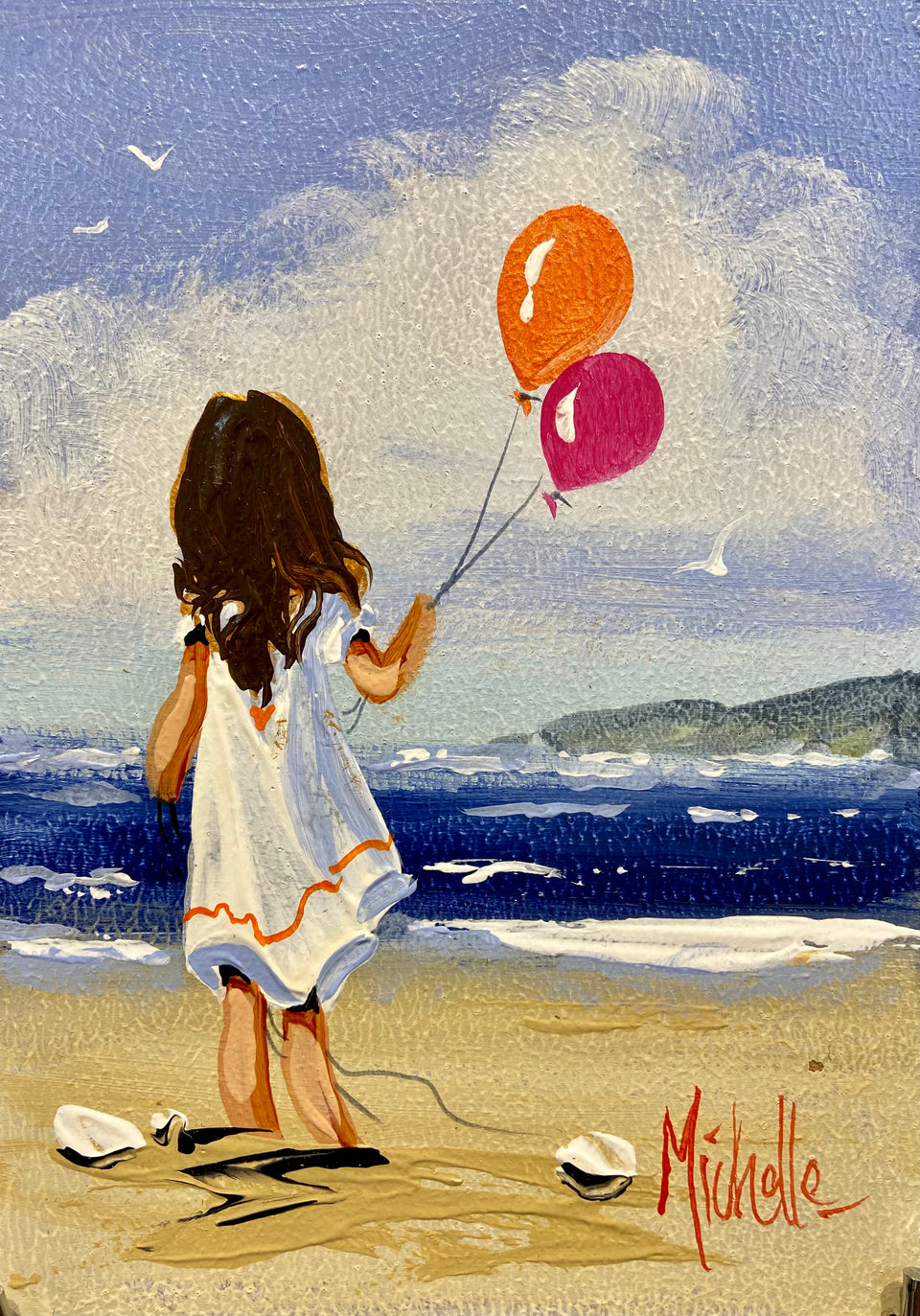 Dark Haired Girl With Balloons