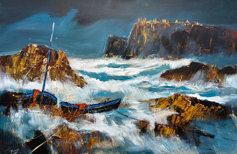 Fishing Boats Before Dunluce Castle