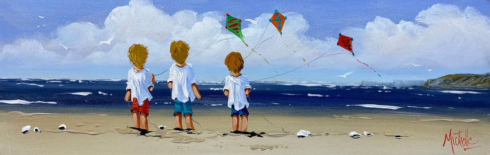 Kite Flying Brothers on the North Antrim Coast.