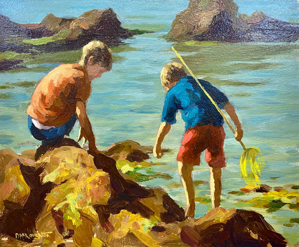 Young Boys Fishing in the Rocks
