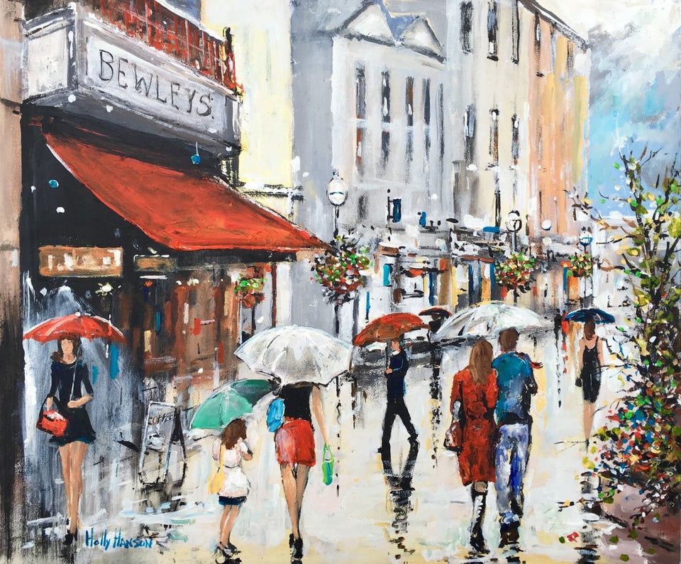 A Rainy Day On Grafton Street Dublin Original Artwork