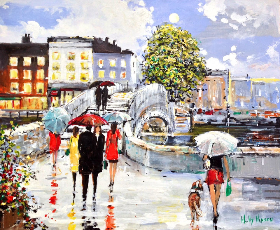 Afternoon Showers By The Halfpenny Bridge Dublin Original Artwork