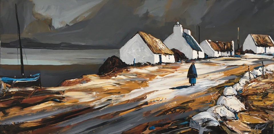 An Irish Coastal Village (Momentary Sunlight) Original Artwork