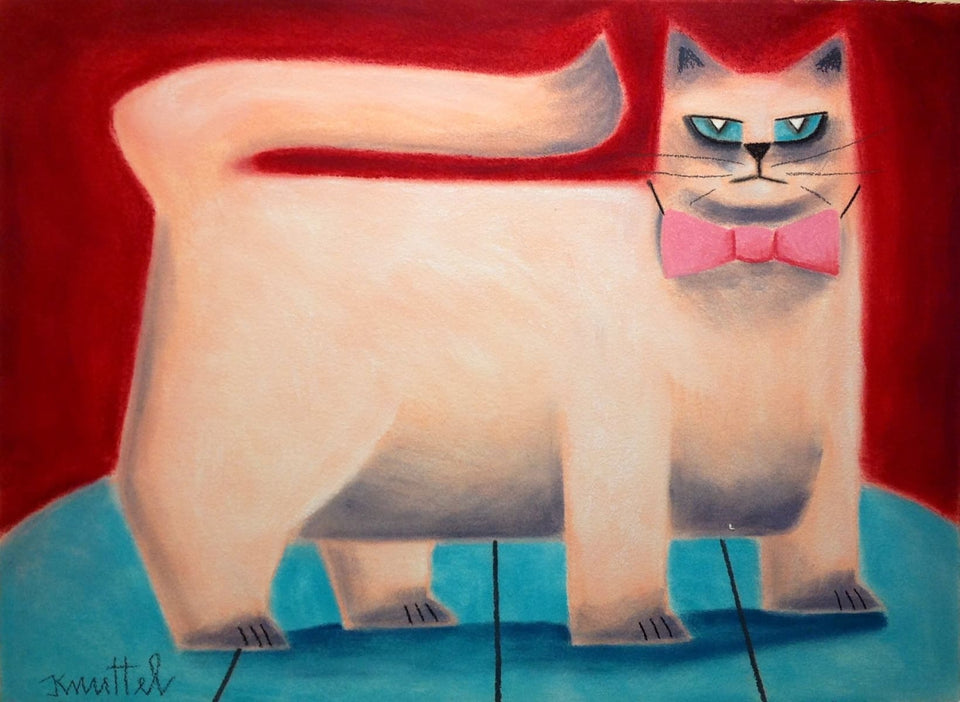 Cat With Bow Tie Original Artwork