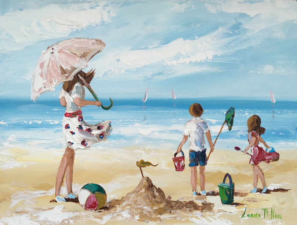 Family Fun On The Beach Original Artwork