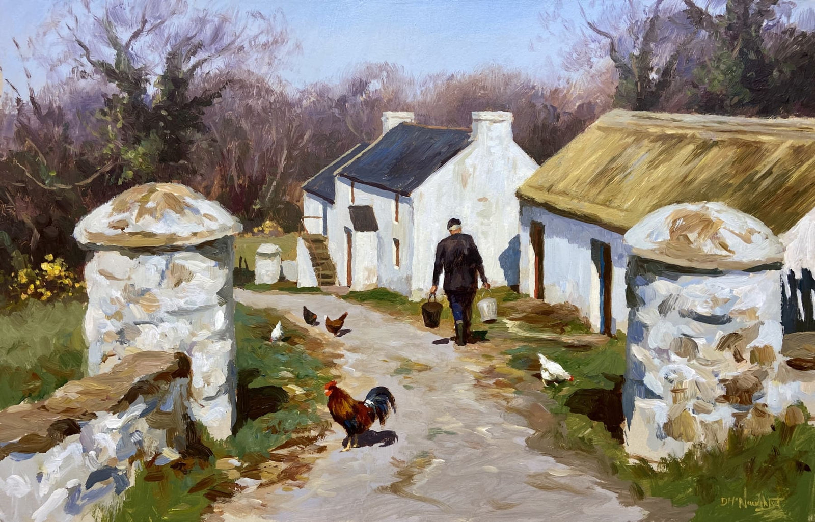 Feeding Time, North Antrim HIll Farm by Donal McNaughton Irish Art Plus