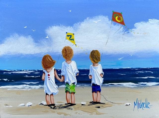 Flying Kites At The Beach 12 X 16 / 30 40 Oil Original Artwork