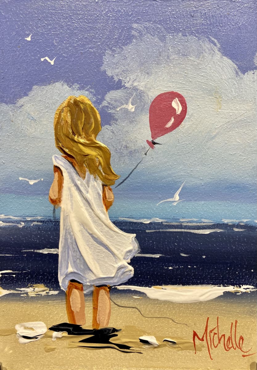 Girl With Pink Balloon Original Artwork