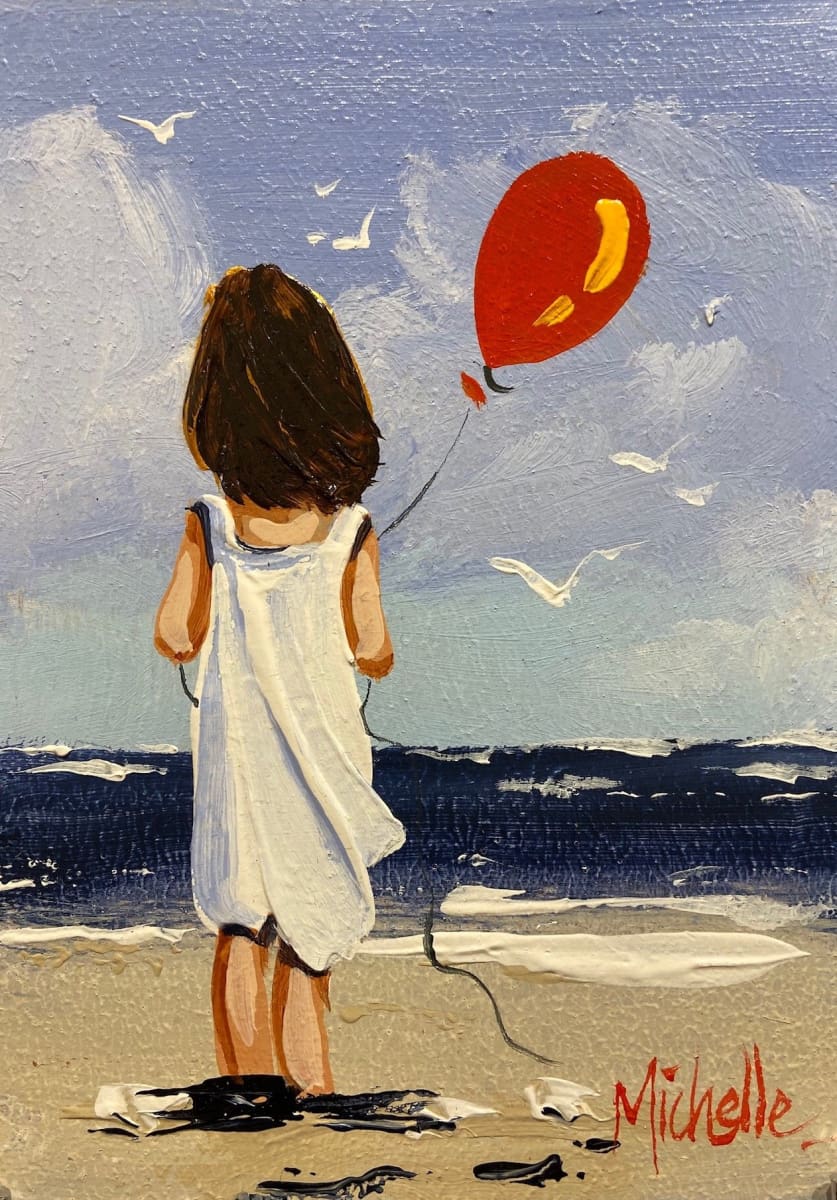 Girl With Red Balloon Original Artwork