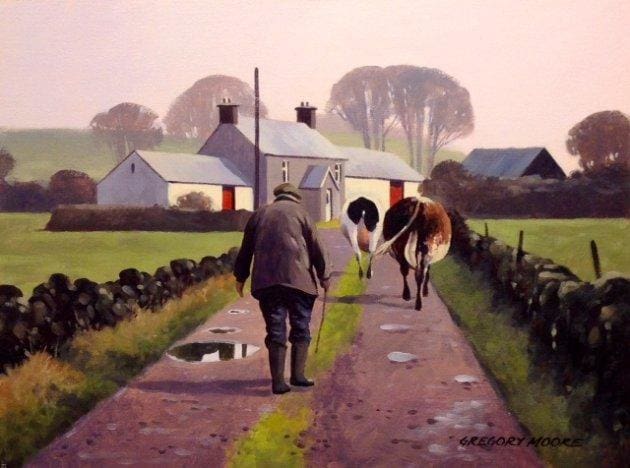 Home With The Cows 12 X 16 / 30 40 Oil Original Artwork