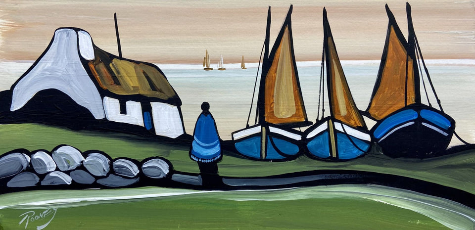 Irish Boats In The Sunset Original Artwork