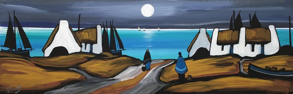 Our Homes On Moonlit Bay Original Artwork