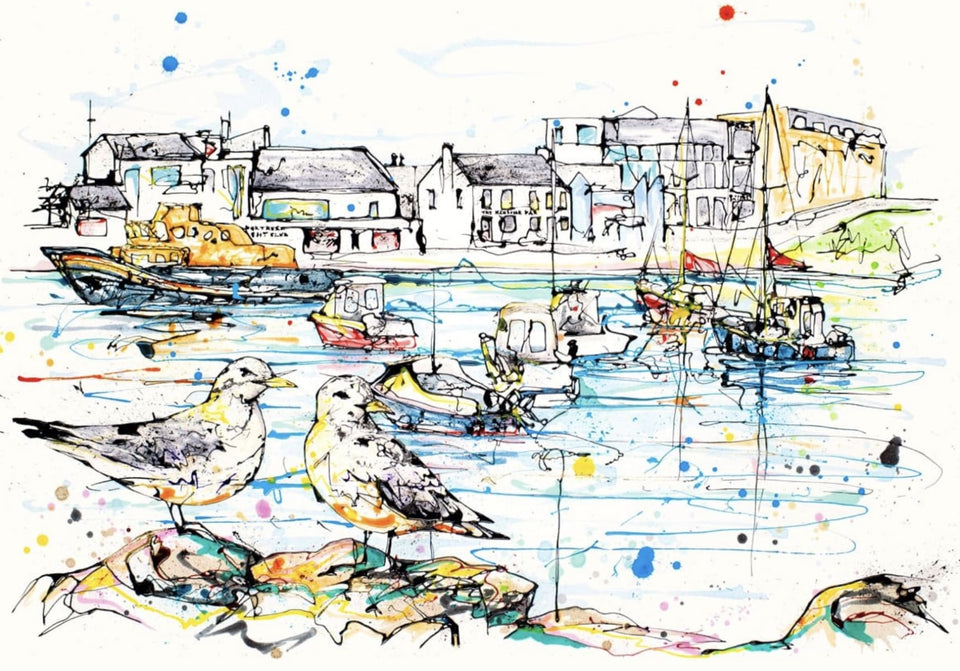 Portrush Harbour Signed Limited Edition Textured Print