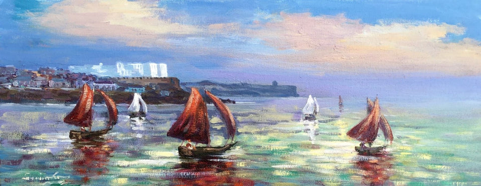 Red Sails In The Sunset Portstewart Original Artwork