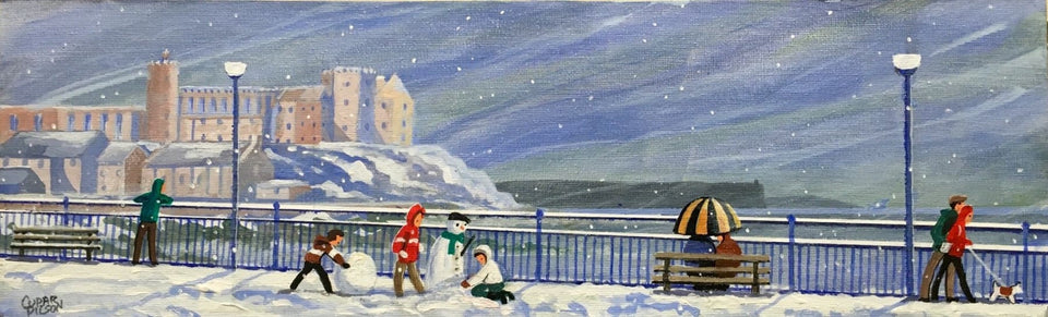 Snowfall On Portstewart Promenade Original Artwork