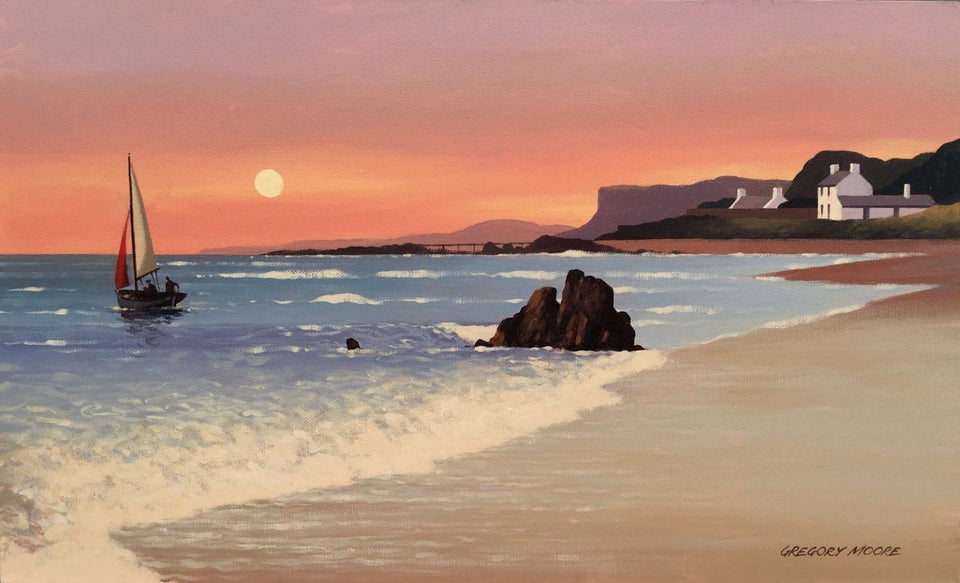 Sunrise On Ballycastle Beach Original Artwork