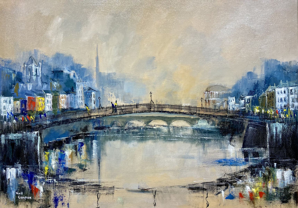 The Halfpenny Bridge Dublin. Original Artwork