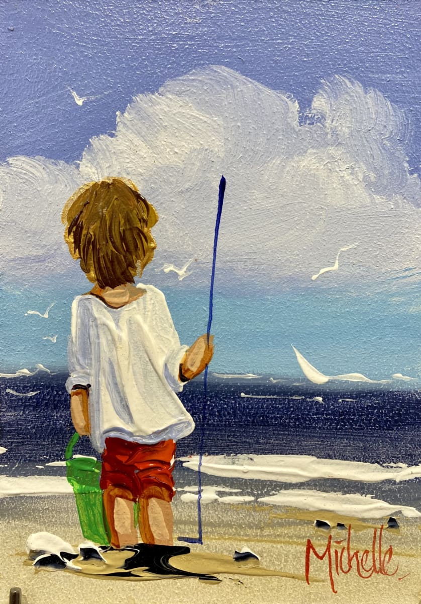 Young Boy Going Fishing Original Artwork